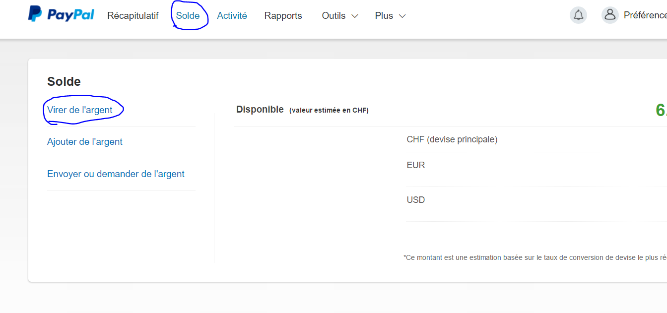 comment virer de l'argent sur mon compte paypal